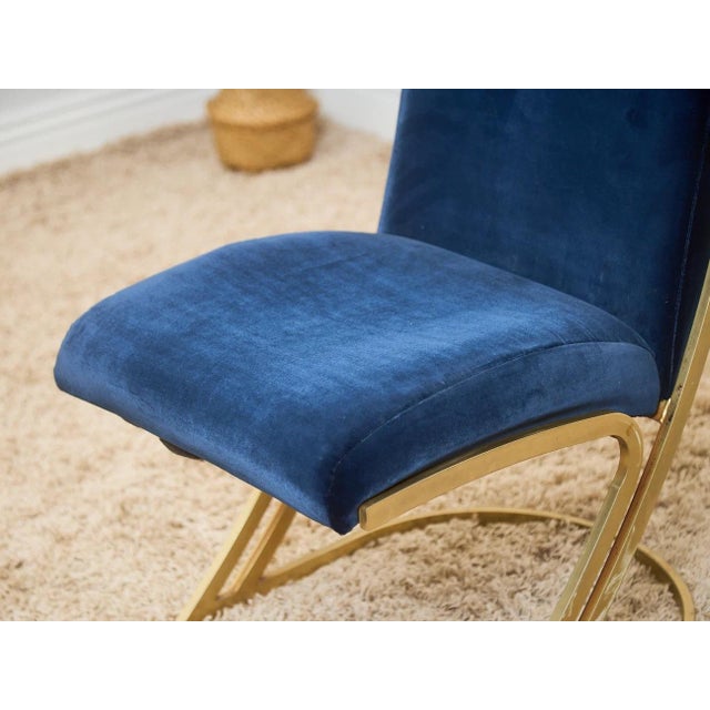 Mid 20th Century Mid-Century Navy Blue Chairs Set of Six For Sale - Image 5 of 7