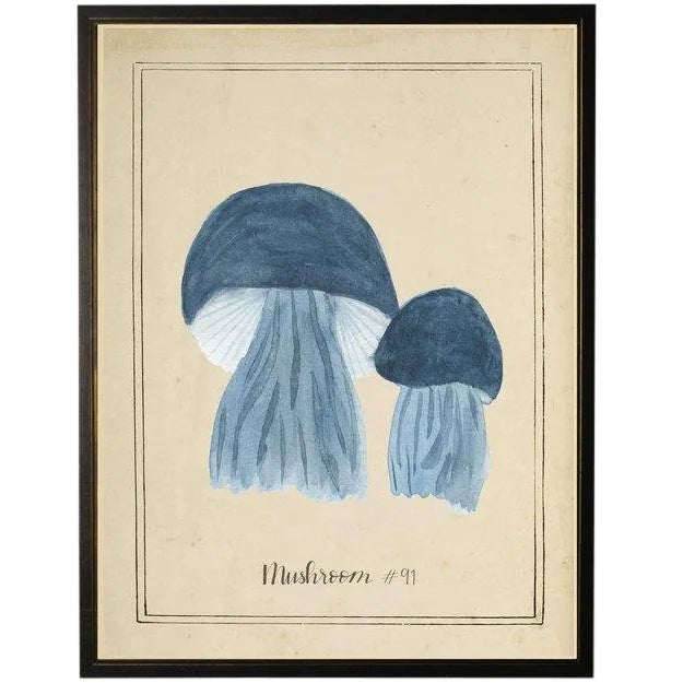 Blue Mushrooms in Black & Copper Shadowbox 23 X 29 For Sale