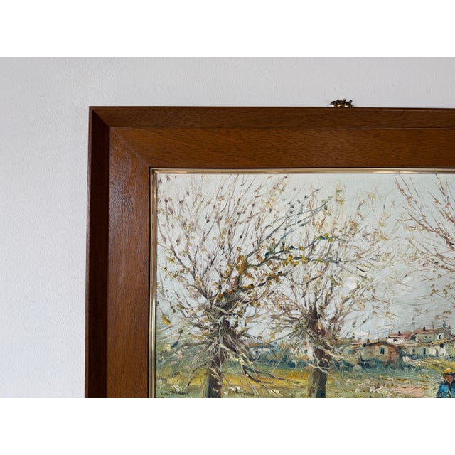 1960s Vintage B. Andreu Country Road Impressionist Landscape Oil on Canvas Painting, Framed For Sale In Miami - Image 6 of 12