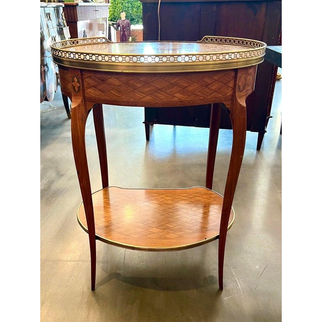 Wood 19th Century French Louis XV-Style Marquetry Side Table For Sale - Image 7 of 13