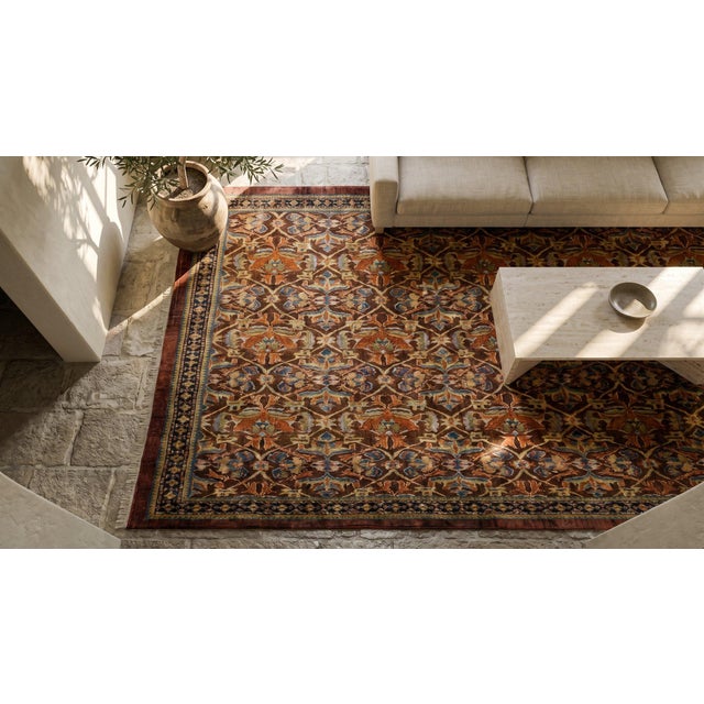 Rare Brown Ground Color Captivating Tribal All Over Design Antique 19th Century Persian Ziegler Sultanabad Carpet For Sale - Image 15 of 15