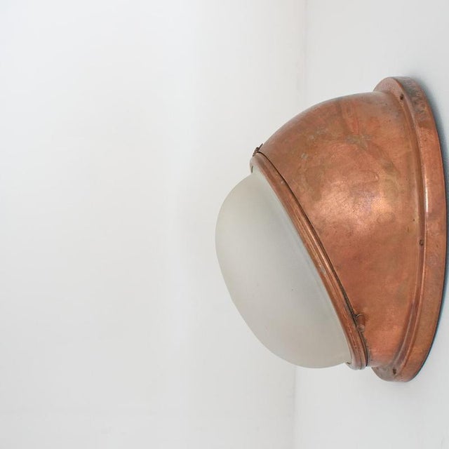 Copper Antique French Copper Holophane Wall Lamp For Sale - Image 8 of 10