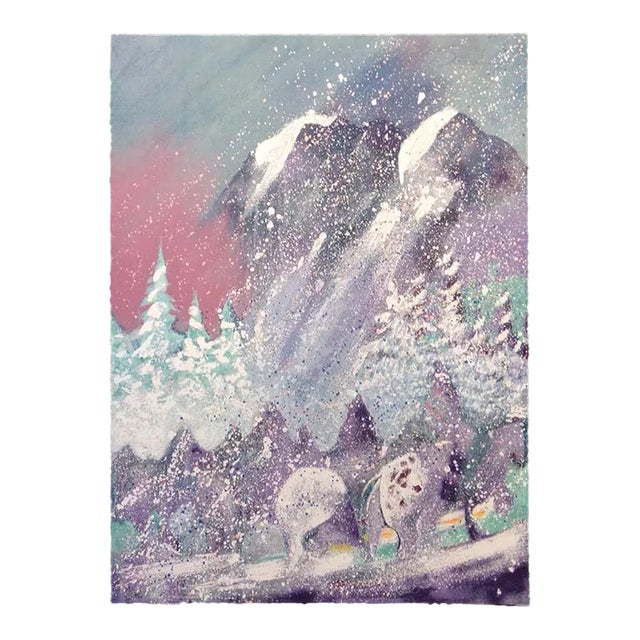 Earl Biss "Storm on Thunder Mountain" Serigraph on Paper Hand Signed For Sale