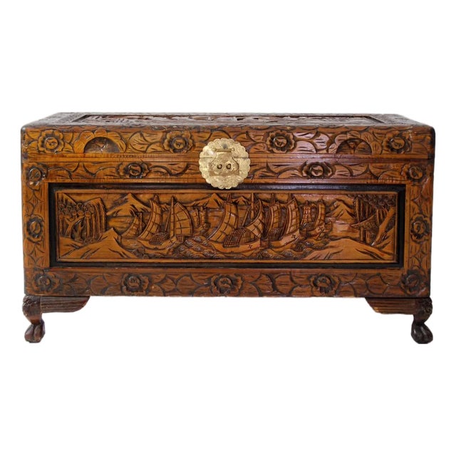 Antique Chinese Camphor Wood Chest For Sale