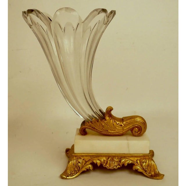 19th Century French Neo-classical Bronze and Cut Crystal Cornucopia Vase For Sale In Pittsburgh - Image 6 of 11