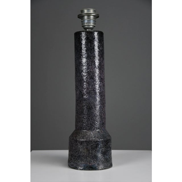 Mid-century modern purple ceramic table lamp by pieter groeneveldt, netherlands, 1960s h 70 cm x d 30 cm (27.56 in x 11.81...