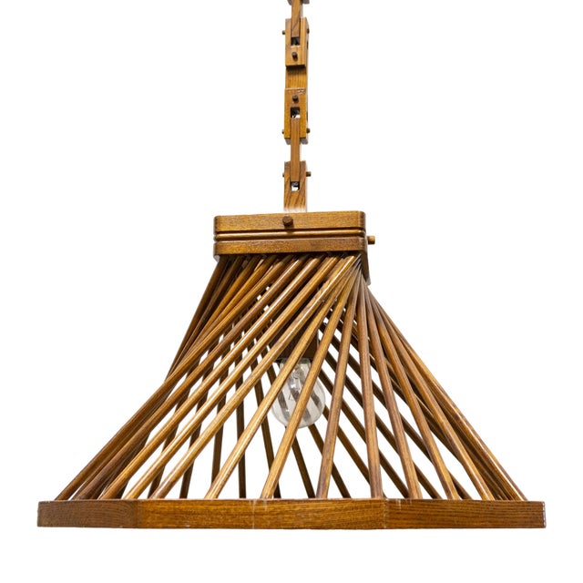 Wooden Suspension Lamp from Buonapace, 1970s For Sale