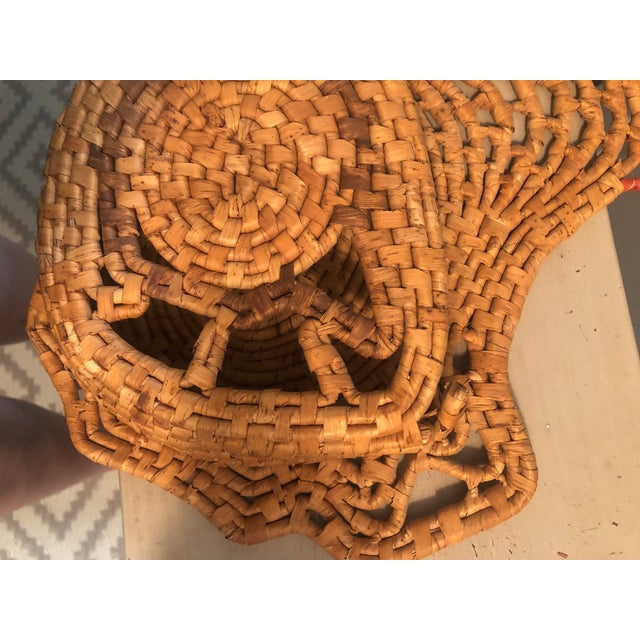 Rustic Vintage Wicker Chicken Holder W/Mats For Sale - Image 3 of 10