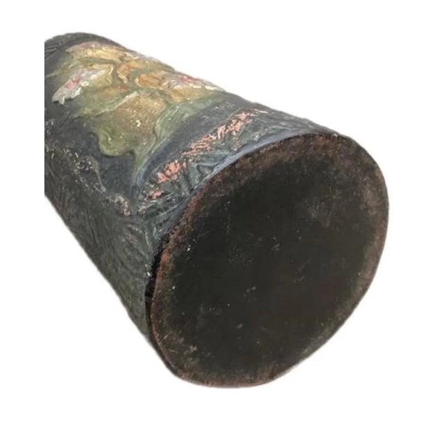 Ceramic Antique 19 Inch Faux Bois Terracotta Umbrella Stand For Sale - Image 7 of 7