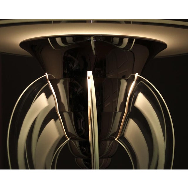 French Art Deco Pendant Lamp in Metal and Glass by Henri Petitot for Maison Petitot, 1930s For Sale - Image 3 of 15