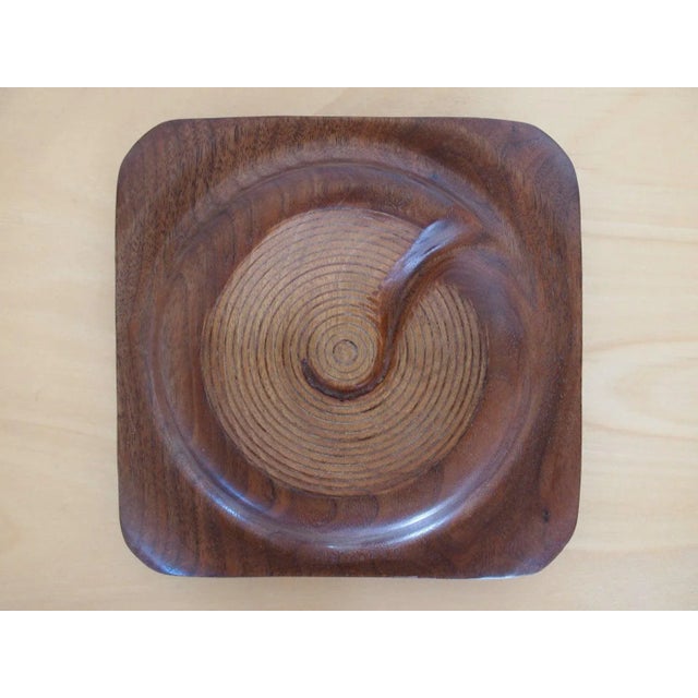 Vintage Hand-Carved Turned Walnut Wood Bowl For Sale In Philadelphia - Image 6 of 6