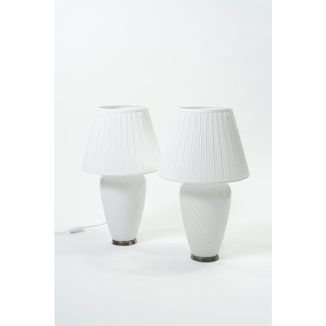 Swirl Murano Glass Table Lamps, 1970s, Set of 2 For Sale - Image 6 of 6