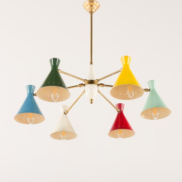 Mid-Century Modern Mid-Century Italian Chandelier attributed to Arredoluce, 1950s For Sale - Image 3 of 15