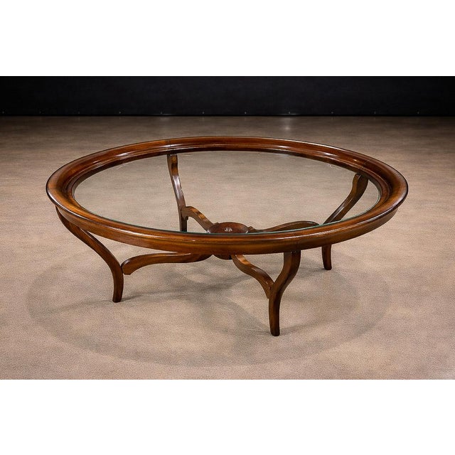 Circular Coffee Table in Caviúna Wood & Glass by Giuseppe Scapinelli, Brazil, 1950s For Sale - Image 10 of 18
