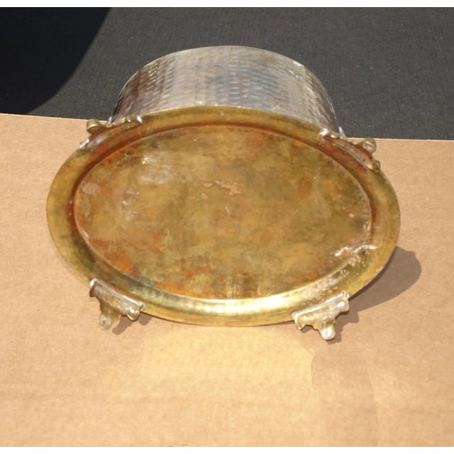 Brass Vintage Brass Container W Lid and Acorn Motif, Lion Head Accent, Hammered Center For Sale - Image 8 of 11