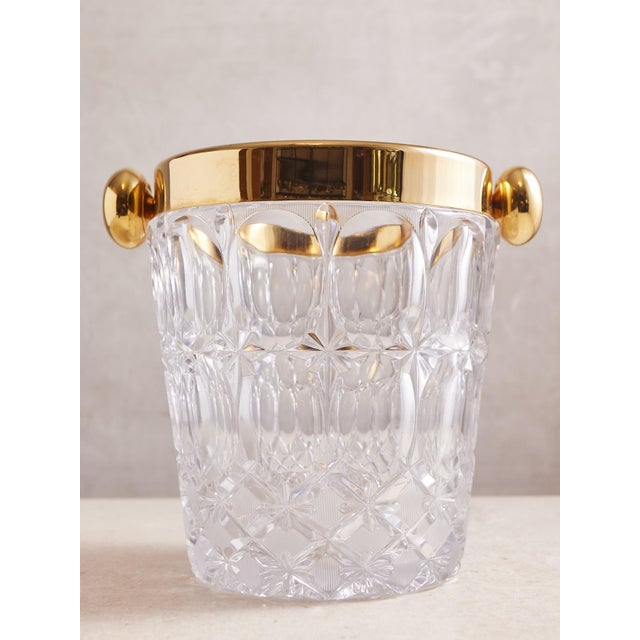 1960s Mid Century Crystal Modern Ice Bucket With Gold Rim For Sale - Image 15 of 18