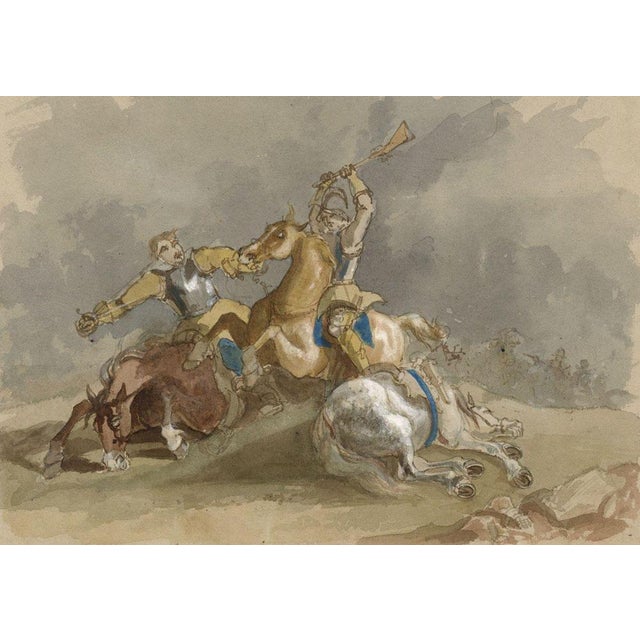 Circle of Abraham Cooper, Civil War Battle Scene, Early 19th Century, Watercolour For Sale - Image 4 of 4