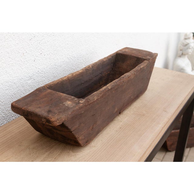 Old Rustic Wood Centerpiece Trough For Sale In Los Angeles - Image 6 of 7