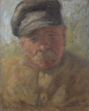 Impressionist Sketch of Elderly Man with Cap, 1920s-1940s, Oil on Board