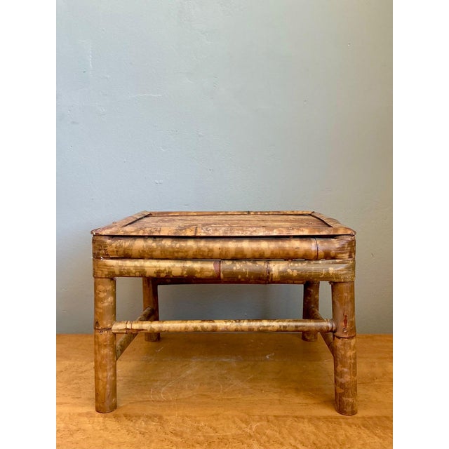 Wood Vintage Rattan Bamboo Accent Table, Mid-Century Modern Side Table For Sale - Image 7 of 9