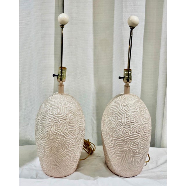 Mid Century Modern Naturalist Plaster Sculptural Brain Coral Lamps With
