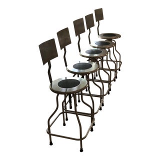 Design Within Reach Precision Adjustable Stainless Steel Stools - Set of 5 For Sale
