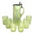 Early 20th Century Rare Northwood Opalescent Daffodil Uranium Glass Pitcher & Six Glasses Water Lemonade Set For Sale