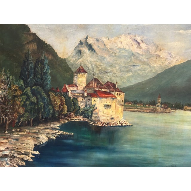 Textile Swiss Artist, Chillon Castle, 1913, Canvas For Sale - Image 7 of 13