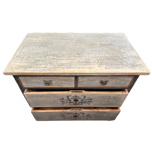 French Country French Hand-Painted Commode For Sale - Image 3 of 10