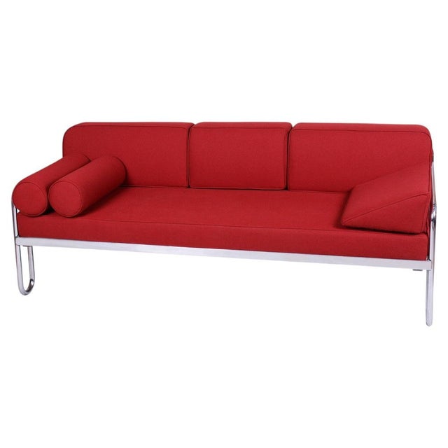 Bauhaus Sofa in Chrome and Upholstery by Hynek Gottwald, Czech, 1930s For Sale - Image 18 of 18