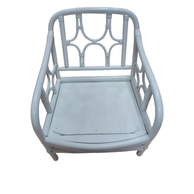 Vintage Painted Chinoserie Bamboo Chair For Sale - Image 4 of 4