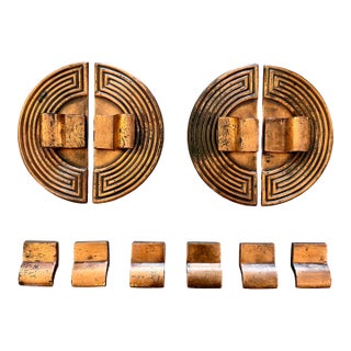 Set of 10 Copper Heavy Cabinet Pulls & Handles From 30's For Sale