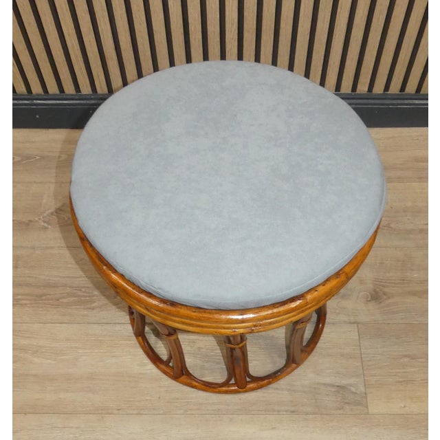 Brown Vintage Bentwood Stool with Removable Cushion For Sale - Image 8 of 10