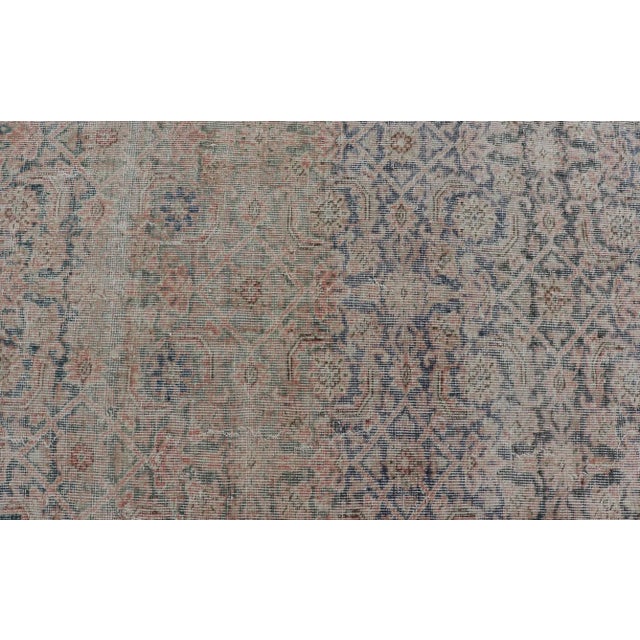 Antique Persian Malayer Rug in Variegated Gray-Blue, Cream and Soft Pink For Sale In Atlanta - Image 6 of 11