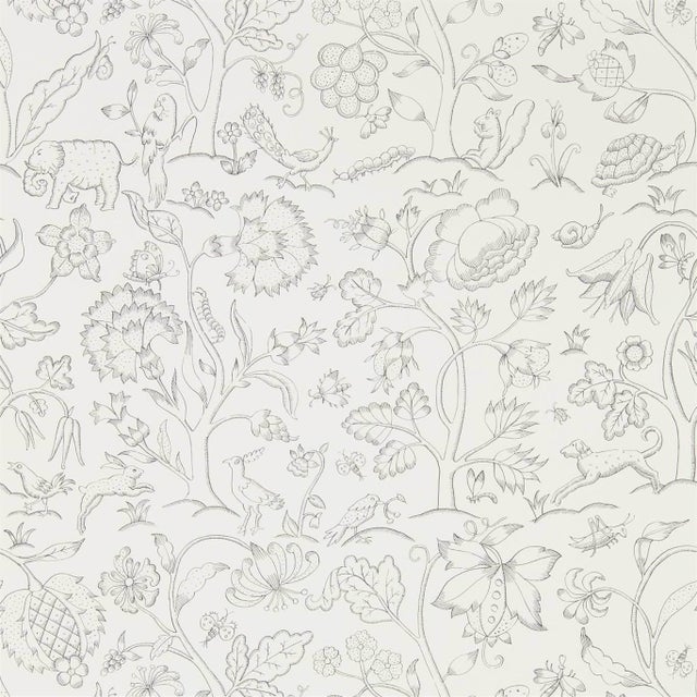 Morris & Co Middlemore Wallpaper in Chalk Charcoal - a Sample For Sale