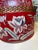 Metal Vintage Hand Painted Red Tole Floral Wall Pocket Planter Mailbox For Sale - Image 7 of 11