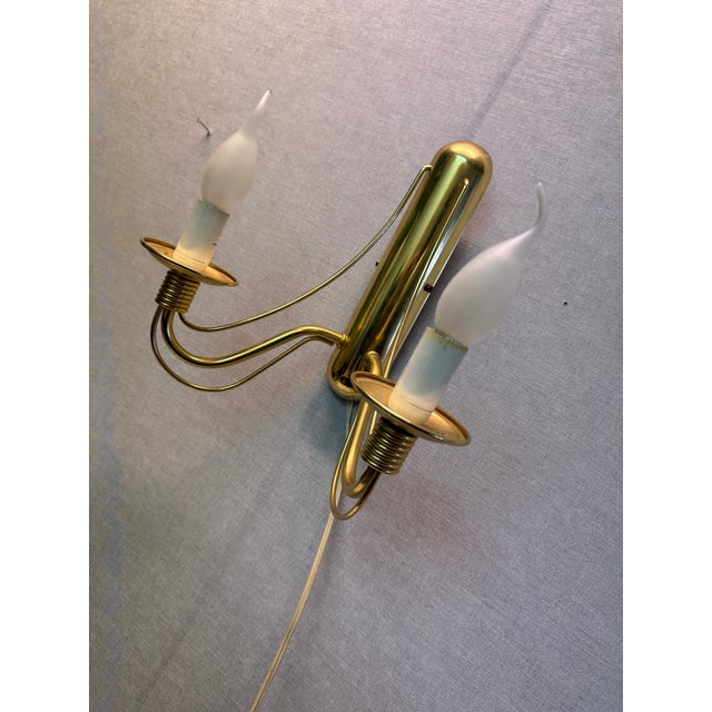 Gold Double Wall Lamp attributed to E. R. Nele for Temde, 1960s For Sale - Image 8 of 18