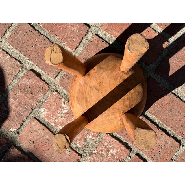 Vintage African Wooden Senufo Stool Handcarved 14 1/4” Tall X 10 1/2” Diameter For Sale - Image 4 of 5