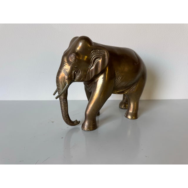 1980s Vintage Solid Brass Elephant Sculpture/ Sold For Sale - Image 5 of 9