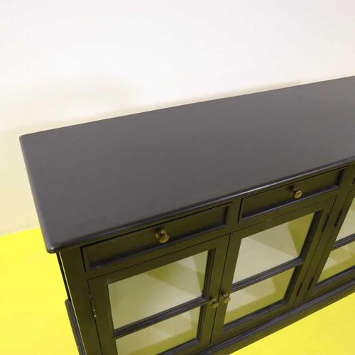 Black Sideboard with Four Glass Doors and Four Drawers For Sale - Image 6 of 11