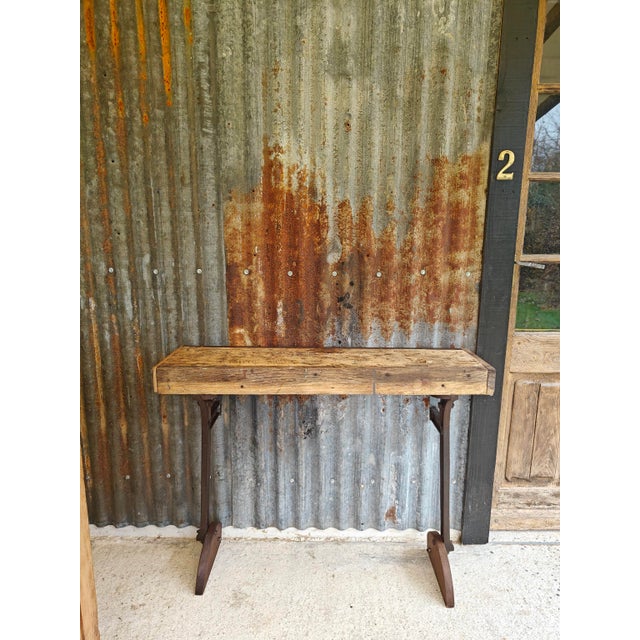 Industrial Console Table in Oak and Cast Iron, 1960s For Sale - Image 16 of 16