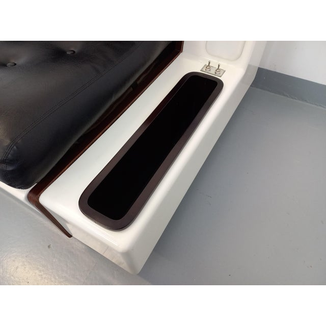 Vintage Italian Sofa Bed with Integrated Lighting in Skai, Fiberglass and Rosewood by Beka Tortuga, 1970s For Sale - Image 9 of 18