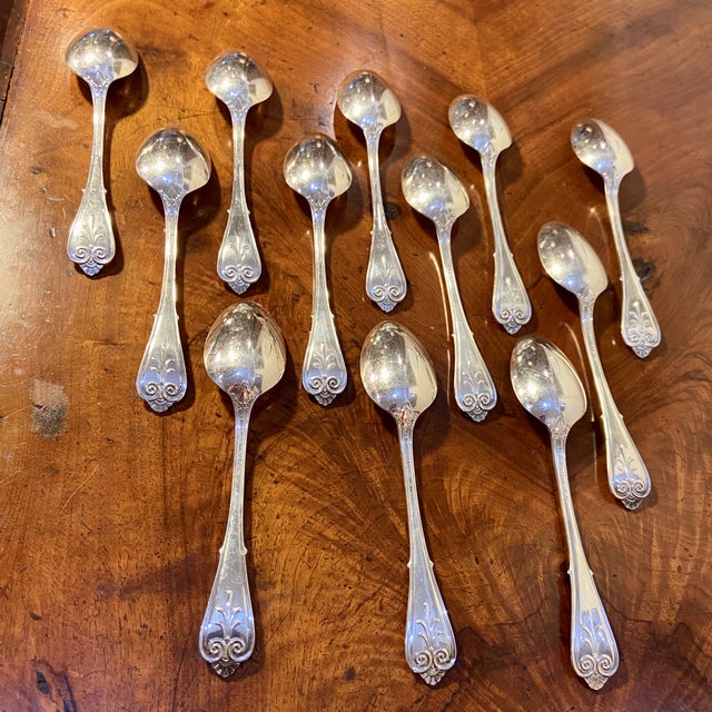 Tiffany and Co. Set of 12 Antique Tiffany & Co. Sterling Silver "Beekman" Pattern Spoons in Original Box Pat., 1868 For Sale - Image 4 of 8