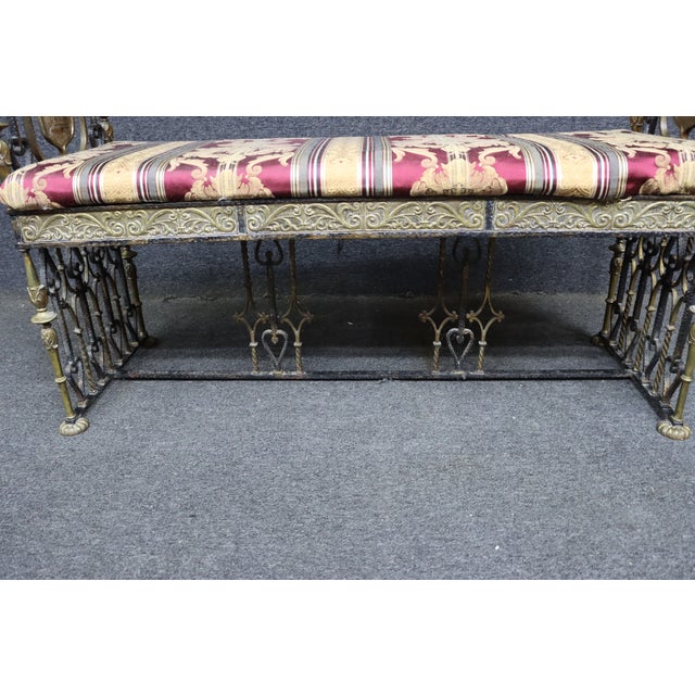 Oscar Bach Attributed Gilt Bronze and Wrought Iron Upholstered Bench For Sale - Image 15 of 15