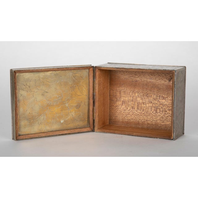 Circa 1900 Chinese Etched Brass Box with Carved Jade Inset Top Chairish