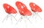 Eros Chairs in Steel and Red Plastic by Philippe Starck for Kartell, 2000s, Set of 4 For Sale