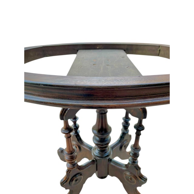 Victorian Antique Renaissance Revival Walnut Parlor TableWith White Marble Top For Sale - Image 3 of 18