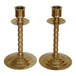 Australian Copper and Brass Candlestick Holders, a Pair