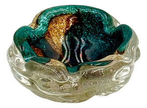 Turquoise Amber Glass Bowl by Mdina, 1970s