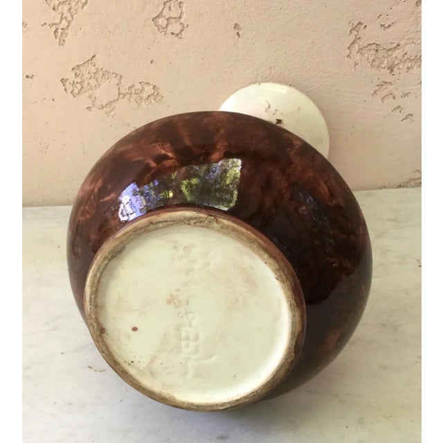 Green 1880s French Majolica Flowers Vase For Sale - Image 8 of 9